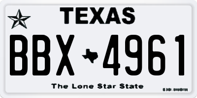 TX license plate BBX4961