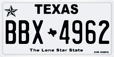 TX license plate BBX4962