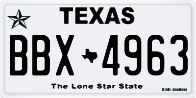 TX license plate BBX4963