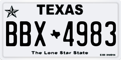 TX license plate BBX4983