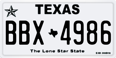 TX license plate BBX4986