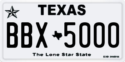 TX license plate BBX5000