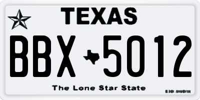 TX license plate BBX5012