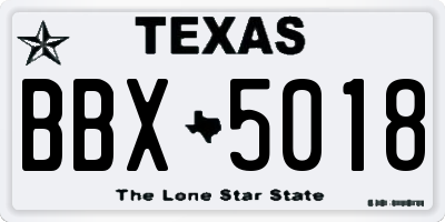 TX license plate BBX5018
