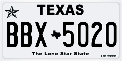 TX license plate BBX5020