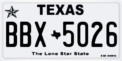 TX license plate BBX5026