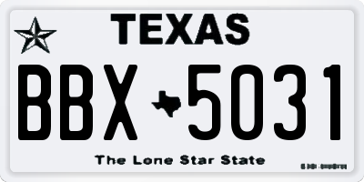 TX license plate BBX5031