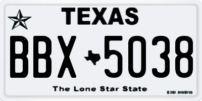 TX license plate BBX5038