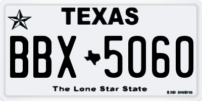 TX license plate BBX5060