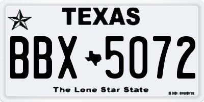 TX license plate BBX5072