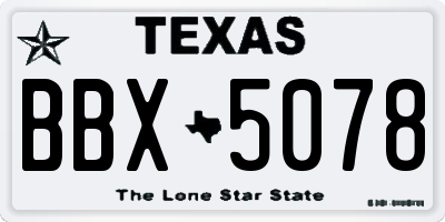 TX license plate BBX5078