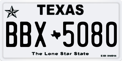 TX license plate BBX5080