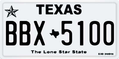 TX license plate BBX5100