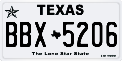 TX license plate BBX5206