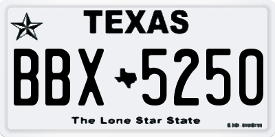 TX license plate BBX5250