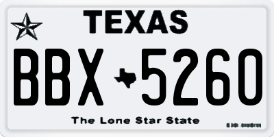 TX license plate BBX5260