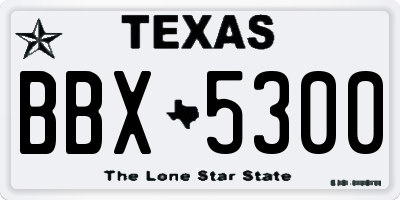 TX license plate BBX5300