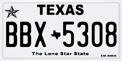 TX license plate BBX5308