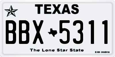 TX license plate BBX5311