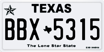 TX license plate BBX5315