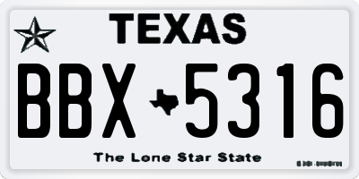 TX license plate BBX5316