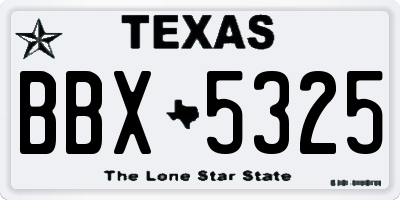 TX license plate BBX5325