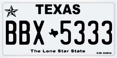 TX license plate BBX5333