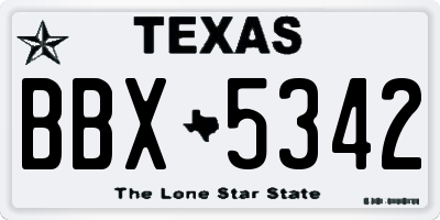 TX license plate BBX5342