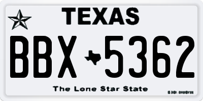 TX license plate BBX5362