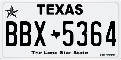 TX license plate BBX5364