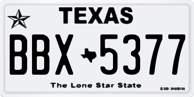 TX license plate BBX5377