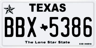 TX license plate BBX5386