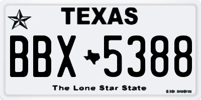 TX license plate BBX5388