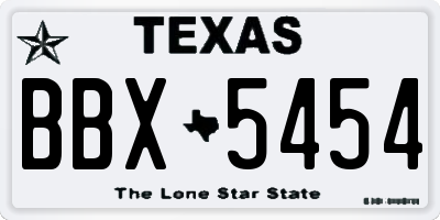 TX license plate BBX5454