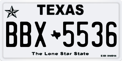 TX license plate BBX5536