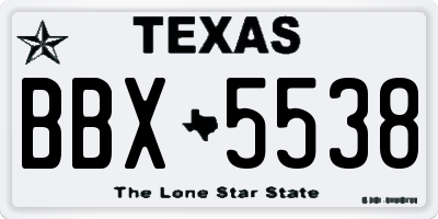 TX license plate BBX5538