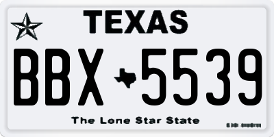 TX license plate BBX5539