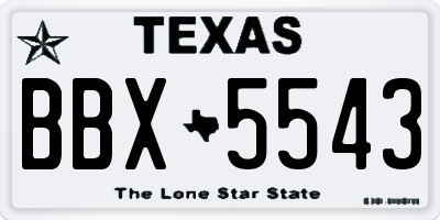 TX license plate BBX5543