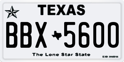 TX license plate BBX5600