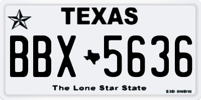 TX license plate BBX5636