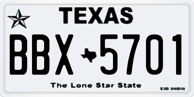 TX license plate BBX5701