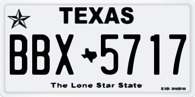 TX license plate BBX5717