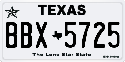 TX license plate BBX5725
