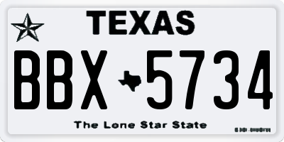 TX license plate BBX5734