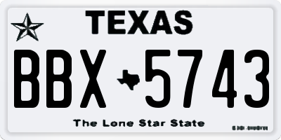 TX license plate BBX5743