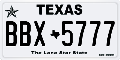 TX license plate BBX5777