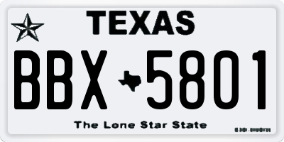 TX license plate BBX5801