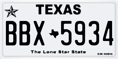 TX license plate BBX5934