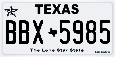 TX license plate BBX5985