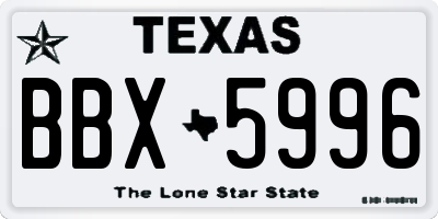 TX license plate BBX5996